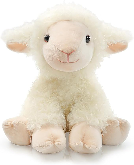 Plush Lamb Sitting Toys Stuffed Animal, Realistic Sheep Stuffed Animal Toy Characters Stuffed Filled in Limbs 8.5 Inch Soft Huggable Gifts for Kids with Stuffed Animals Birthday Gift for Girls Boys