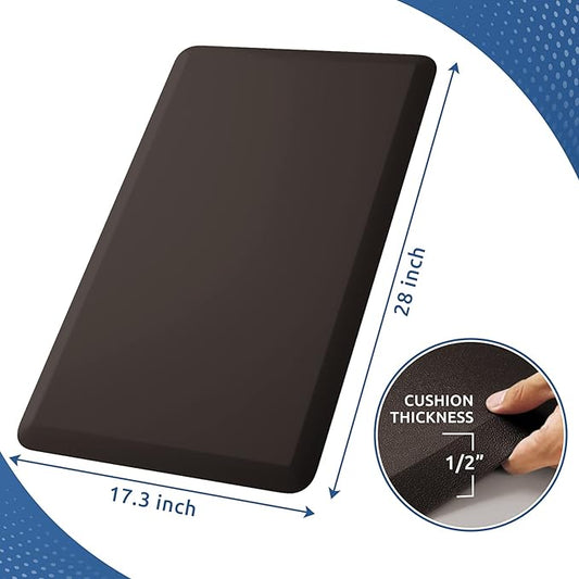 KitchenClouds Kitchen Mat Cushioned Anti Fatigue Rug 17.3"x28" Waterproof Non Slip Standing Desk Mat Comfort Floor Mats for Kitchen House Sink Office (Chocolate)