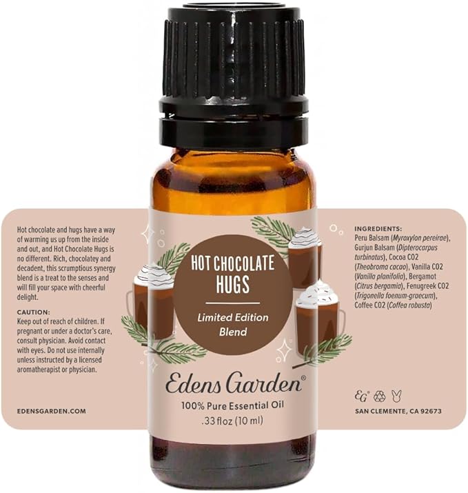 Edens Garden Hot Chocolate Hugs Essential Oil Blend- 100% Pure Premium Grade, Undiluted, Natural, Therapeutic, Aromatherapy, The Best for Diffusing, Candle, Laundry, Humidifiers 10 ml (.33 fl oz)