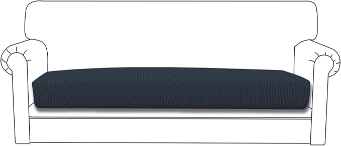 Easy-Going Stretch Cushion Cover Sofa Cushion Furniture Protector Sofa Seat Sofa Slipcover Sofa Cover Soft Flexibility with Elastic Bottom(Sofa Cushion, Dark Blue)