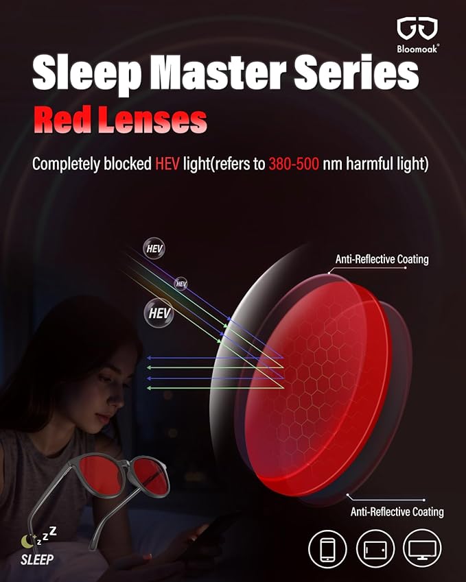 Bloomoak 99% Orange Blue Light Blocking Glasses,Retro Trendy Round Style,Relieve Eye Fatigue,Improve Sleep For Screens/Games