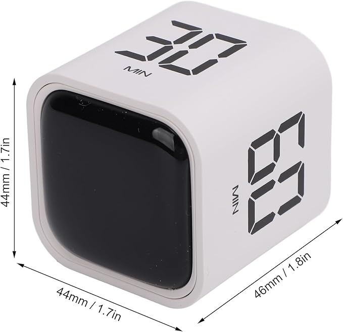 Gravity Cube Timer, Productivity Sensor Flip Kitchen Large LED Display Adjustable Sound Alarm Vibration High Low Volume Custom Modes Kids Study Students Office Exercise Skincare