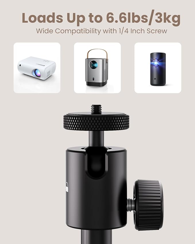 KraftGeek Portable Projector Stand for Outside, 32" Adjustable Projector Stand Tripod for Home & Outdoor Movie Night, with 1/4" Screw Adapter, 360 ° Rotation Ball Head