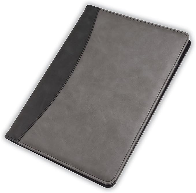 Samsill Two-Tone Padfolio, Resume Portfolio, Business Portfolio, with 8.5 x 11 Writing Pad, Gray & Black