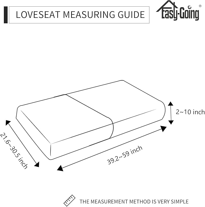 Easy-Going 100% Waterproof Chair Sofa Seat Cushion Slipcovers Couch Cushion Cover Stretch Furniture Protector for Kids, Pets (2-Piece Loveseat Cushion, Dark Gray)