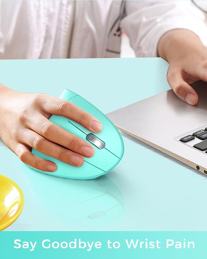 Lekvey Ergonomic Mouse, Vertical Wireless Mouse Rechargeable 2.4 GHz Optical Carpal Tunnel Mouse : 800/1200 / 1600 DPI, 6 Buttons, for Laptop, PC, Computer, Desktop, Notebook etc, Green