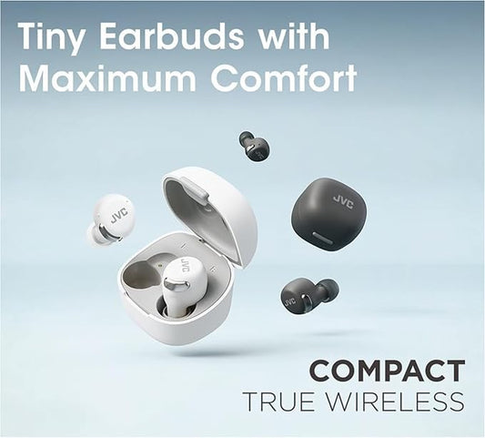 JVC True Wireless Compact Earbuds – Active Noise Cancelling - Bluetooth 5.3 Ear Buds Headphones for iPhone, Android - 27 Hr. Playback, Low Latency Mode - IPX4 Sweat/Rain Proof, Quick Charge Case, Mic