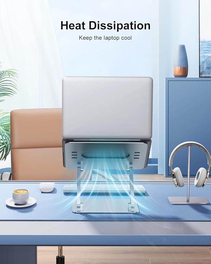 Adjustable Laptop Stand Ergonomic Computer Riser Aluminum Laptop Stand for Desk Portable Notebook Stand Laptop Riser Holder Compatible with 10-17.3’’ Laptops Tablets,Silver