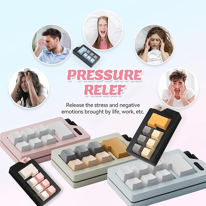 Keyboard Fidget Clicker Toy for Adults, Fidget Keyboards Sensory Fun Toys for Anxiety Decompression, Gift Christmas Ideal for Lover (Black Blue)