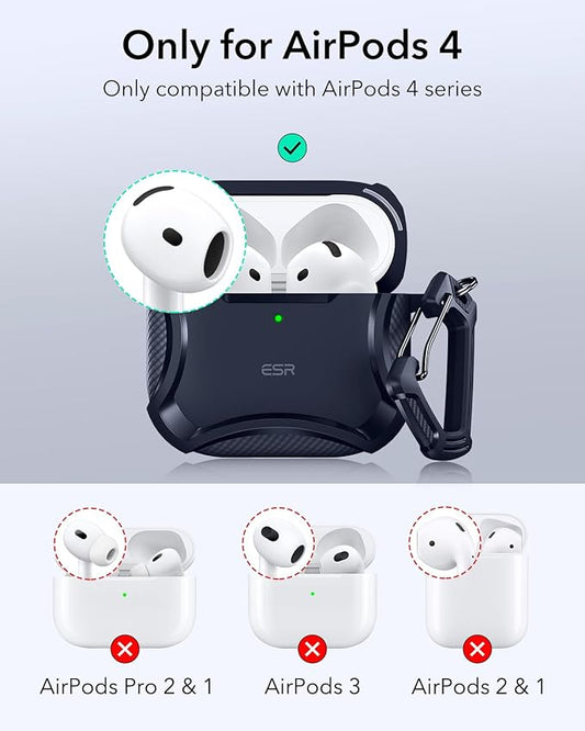 ESR for AirPods 4 Case, Compatible with AirPods 4th Generation Case (2024), Compatible with MagSafe, Powerful Drop Protection, Magnetic Lid, Cyber Series, Blue