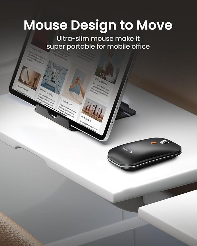 ProtoArc Foldable Keyboard and Mouse, XKM01 True Full-Size Folding Wireless Keyboard Mouse Combo for Business Travel, a Portable Office Suite On-the-Go, Compatible with Laptop iPad Tablet - Black Gray