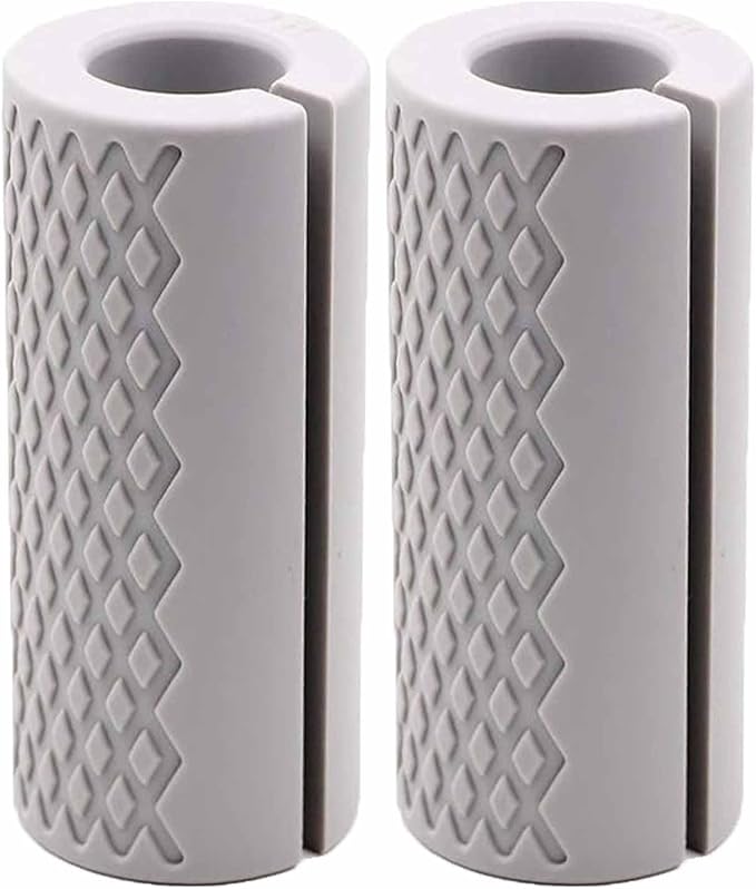 Thick Dumbbell & Barbell Grips for Weightlifting - High-Density Silicone Rubber, Non-Slip Gym Grips for Muscle Growth, Hand Stress Relief, Arm Blaster Adapter (1 Pair)