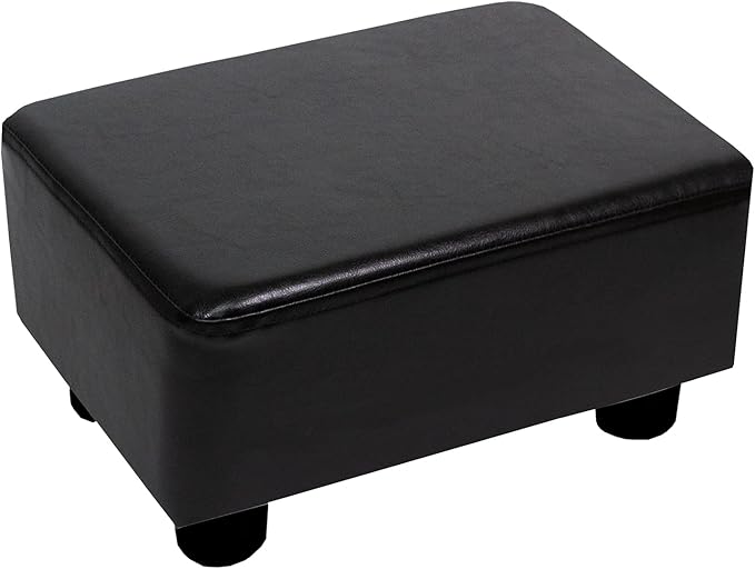 CAROLMADE Small Foot Stool Ottoman Footstool with Legs Under Desk Footrest for Living Room Bedroom and Office, Black