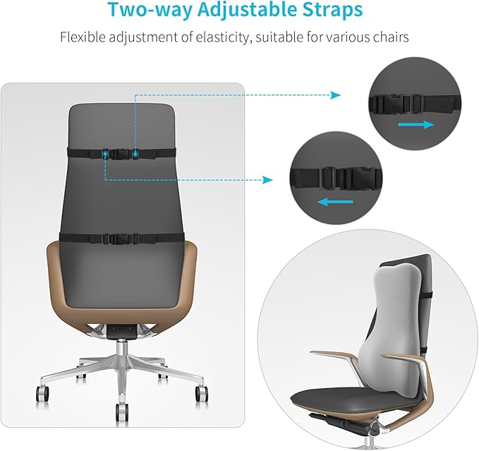 High Back Support Pillow for Office Chair Fully Support Entire Back for Pain Relief and Comfort - Memory Foam Lumbar Support Pillow for Office Chair,Computer,Recliner