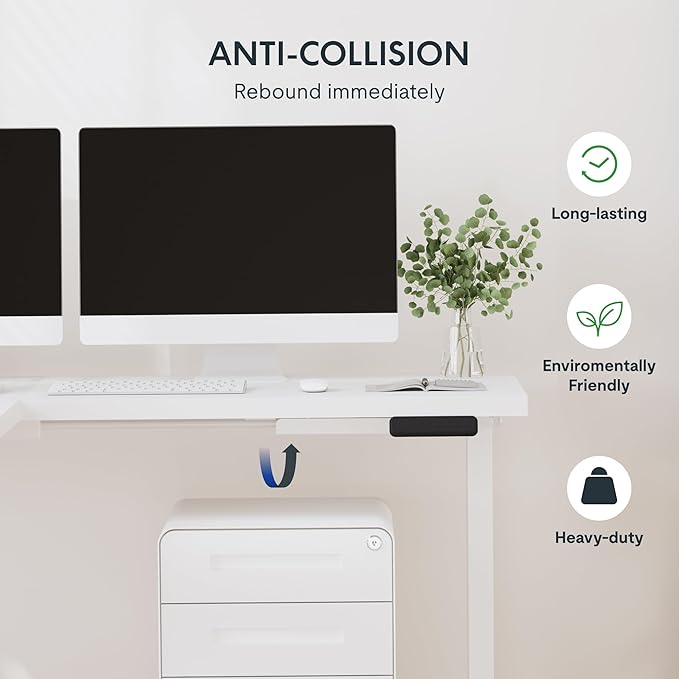 SANODESK Electric Height Adjustable 3 Leg Corner Desk Frame, up to 220lbs, Sit Stand Ergonomic L Shaped Frame Only, White