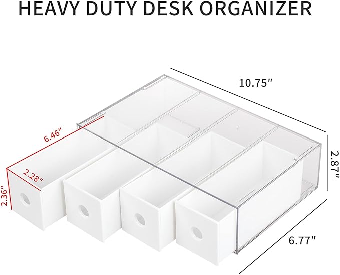 Yesesion 2 Pack Plastic Cord Organizer Drawers, Cable Storage Box with 40pcs of Wire Ties, Large Electronics Management Display Case for Desk Accessories, Office Supplies, USB, data Cable (White)