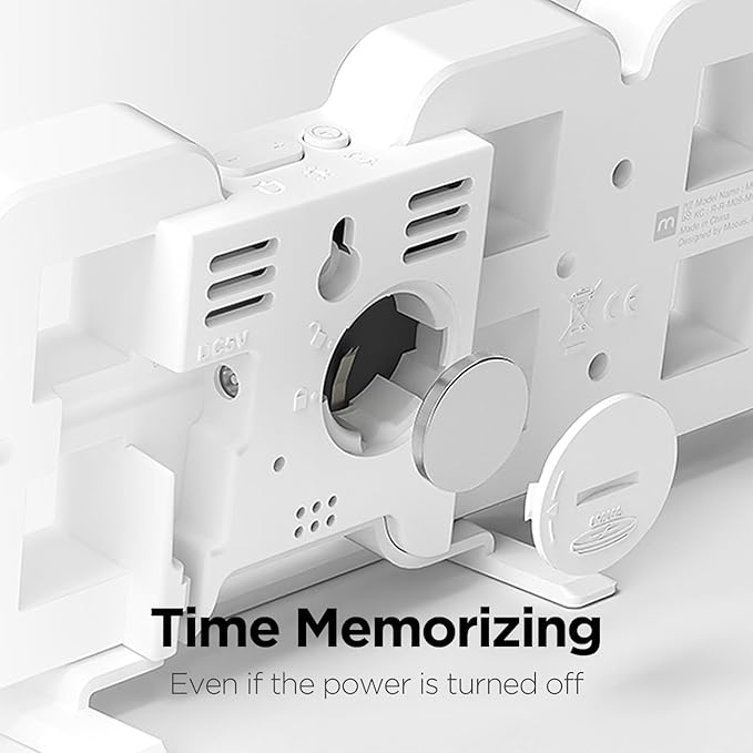 mooas 3D Pure mini White Gold LED Clock, Multi-Function LED Clock (Calendar, Alarm, Temperature) (8.5" White Gold Table Alarm Clock)