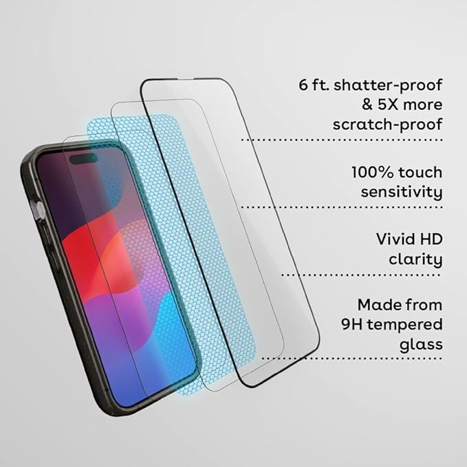 CASETiFY Impact HD Screen Protector [Strengthened 9H aluminosilicate glass, applicator included] for iPhone 16 Pro Max