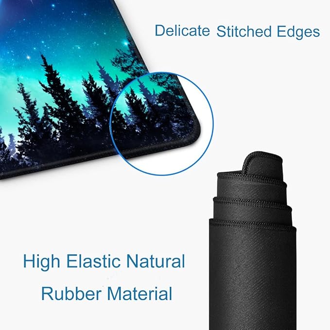 Gaming Large Mouse Pad with Stitched Edges, Galaxy Desk Mat, Extended Keyboard Pad, Non-Slip Rubber Base Desk Pad for Keyboard and Mouse, 31.5X11.8 inch, Moon Starry Sky