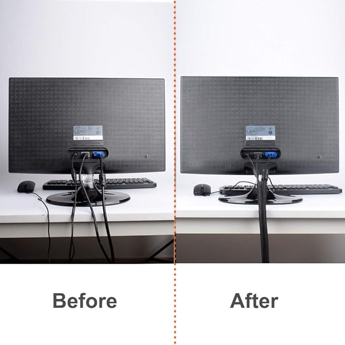 ZhiYo 6.6ft - 4/5 inch Cable Sleeve, Cord Wrap Wire Protector Tubing for Pets, PC Cable Wrap, Computer Cable Management Sleeve - Black