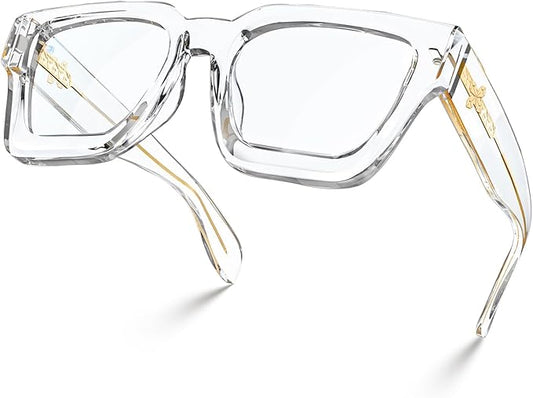 VISOONE Blue Light Blocking Glasses with TR90 Rectangle Frame and Chic Preppy Look for Women Men RIVER