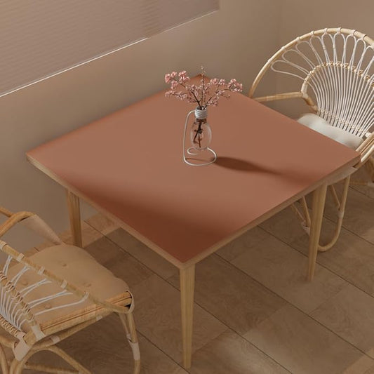 Desk Cover Protector - Used for Square Table Waterproof and Easy to Clean Good Flatness Easy to Used for Dining Table(Brown+Gray 44x44)
