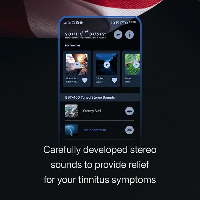 Sound Oasis Stereo Bluetooth Sound Machine for Sleep and Tinnitus Masking, 20 Non-Looping Soothing Sounds Plus Pink Noise, Hi-Fidelity Speakers, Portable Sound Therapy for Home, Baby, Office or Travel