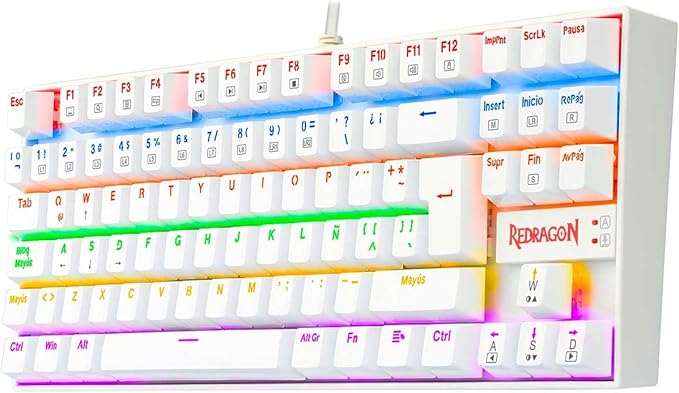 Redragon K552 Mechanical Gaming Keyboard, 87-Key Compact, LED Gaming Keyboard with Red Switches, Anti-Ghosting, Metal Frame for PC Gaming & Typing, Beginner-Friendly (White)