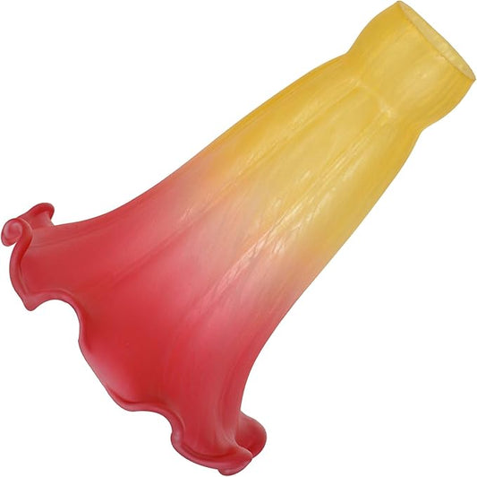 Bieye LS12S Lily Flower Blown Glass Lampshade (Yellow Pink, Opening I.D. 0.87" x O.D. 1")
