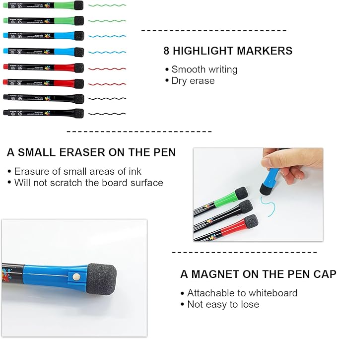 Magnetic Dry Erase Board with Calendar - Small Double Sided Whiteboard on Desktop with Monthly Schedule Planner, Portable Folding White Board on Table Top for Drawing, Teacher Students Classroom