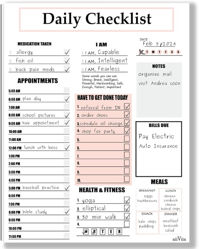 ADHD Planner for Adults & Women - 2025, 2026 Productivity Planner & Daily To Do List & Task Notepad, Neurodivergent Tools for Adults, Undated Full Focus Organization Pad with 50 Tear-Off Sheets, 8.5 x 11 Inch
