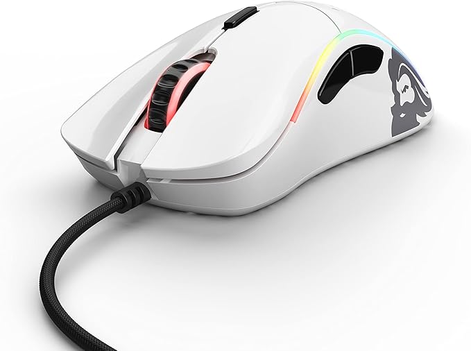 Glorious Model D Wired Gaming Mouse - 68g Superlight Honeycomb Design, RGB, Ergonomic, Pixart 3360 Sensor, Omron Switches, PTFE Feet, 6 Buttons - Glossy White