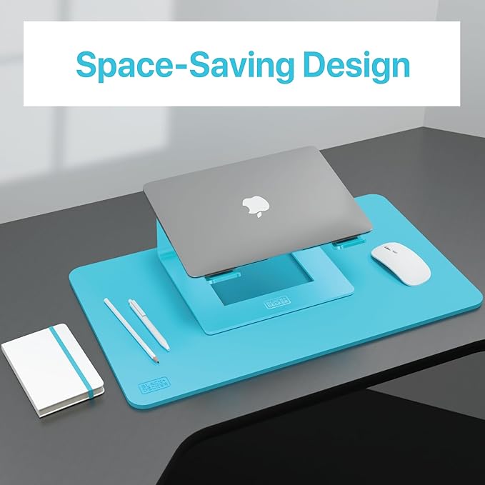 BLACK+DECKER Laptop Stand for Computer Desk, Ergonomic Laptop Stand for Desk, Lap top Riser Compatible with Macbook Notebook, Lap top Holder, Durable Aluminum Computer Riser Accessories, LochNess Blue