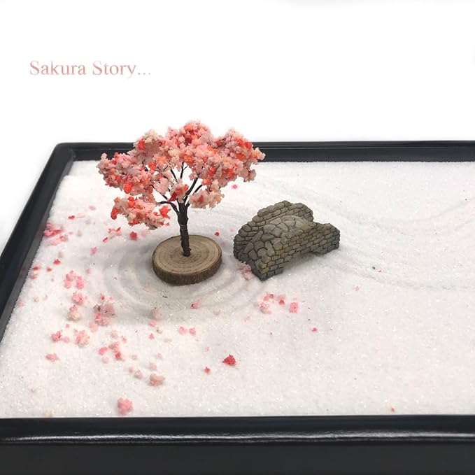 Zen Garden for Desk, Japanese Zen Garden Kit with Sand Stamp Sphere and Essential Accessories, Mini Zen Sandbox Office Decor Kit for Relaxation, Meditation Gift