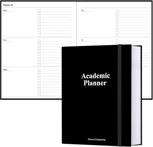 Academic Planner for 2025 2026 or Anytime – 8.5" x 11" Undated Weekly Student Planner For Homeschool, High School, College & Nursing Students, 200 Pages, Black