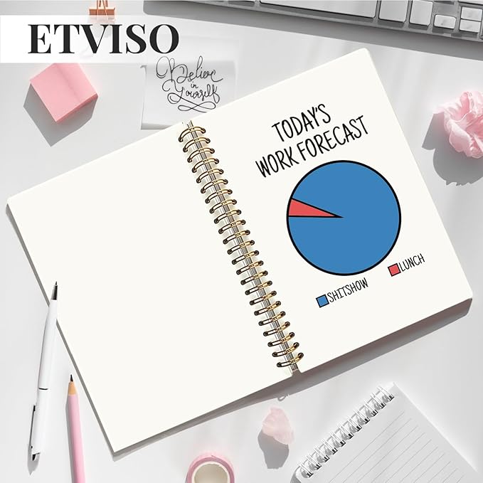 Funny Work Notebooks for Note Taking, Working Journal Notebook for Women Men Coworkers, Funny Office Supplies, Today's Work Forecast Hardcover Spiral Notebooks 5.5x8.3 Inch