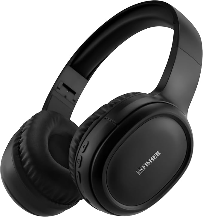 Fisher Active Noise Cancelling Headphones, Over Ear Wireless Bluetooth 5.3 w Microphone, Lightweight Comfortable Headset for Home Travel, 16H Playtime, Rechargeable, Hi-Res Sound Audio, Deep Bass