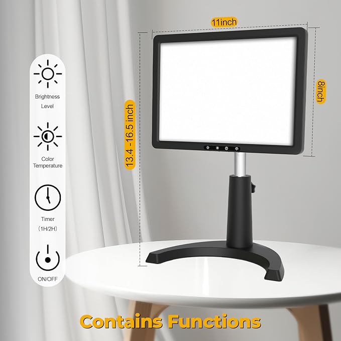 Light Therapy Lamp, 12000 Lux Full Spectum LED Sun Therapy Light with 6 Modes, 3 in 1 Mount, Adjustable Brightness/Timer/Memory