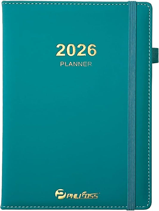 Daily Planner 2026 / Appointment Book, One Page Per Day, Jan - Dec 2026, Annual Daily Monthly Calendar Planner with Hourly Schedule and Monthly Tabs, 5.7" x 8.3" Agenda (Green Lake)