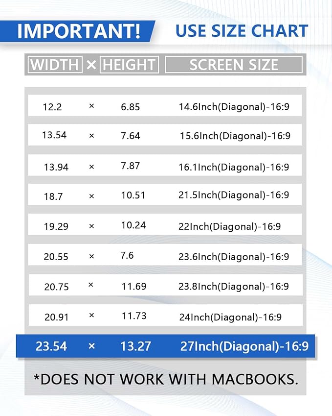 [2 Pack] 27 Inch Computer Privacy Screen for 16:9 Aspect Ratio Widescreen Monitor, Eye Protection Anti-Glare Blue Light Computer Privacy Filter, Detachable Scratchproof