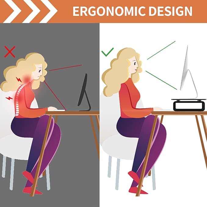 Hemudu Computer Monitor Stand Riser Multi Media Desktop Stand for Flat Screen LCD LED TV, Laptop/Notebook, with Tempered Glass and Metal Legs, Black HD02B-001U