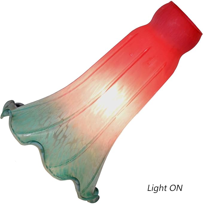 Bieye LS70 Lily Flower Blown Glass Lampshade (Red Cyan, Opening I.D. 1.26" x O.D. 1.5")