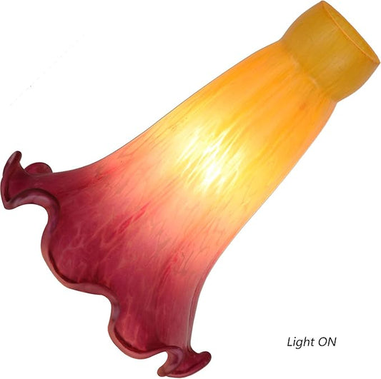 Bieye LS13S Lily Flower Blown Glass Lampshade (Yellow Purple, Opening I.D. 0.87" x O.D. 1")