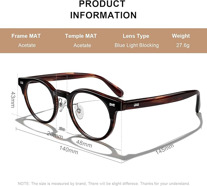Acetate Reading Glasses for Women Men Eyeglasses Blue Light Blocking Readers Computer Cheaters Reading Glasses