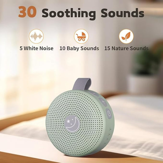 Sound Machine Mini Portable Baby White Noise Machine with 30 Soothing Sounds for Kids Adults Auto-Off Timer 32 Volume Levels Rechargeable Brown Noise Sleep Machine for Home Office Privacy and Travel