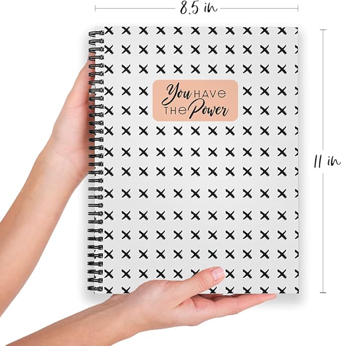 Softcover The Power 8.5" x 11" Motivational Spiral Notebook/Journal, 120 College Ruled Pages, Durable Gloss Laminated Cover, Black Wire-o Spiral. Made in the USA