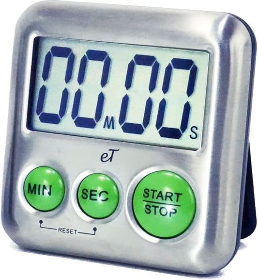 Elegant Digital Kitchen Timer Stainless Steel - Lime - Strong Magnetic Back - Kickstand - Loud Alarm - Large Display - Auto Memory - Auto Shut-Off (Lime)