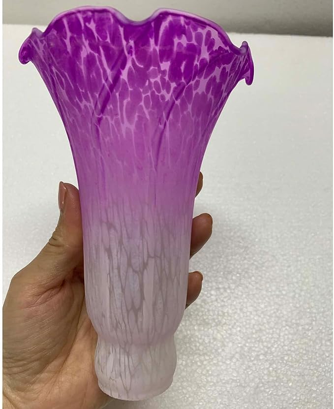 Bieye LS03 Lily Flower Blown Glass Lampshade (White Purple, Opening I.D. 1.26" x O.D. 1.5")