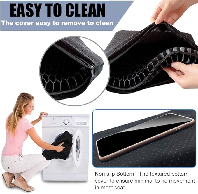 20" Gel Seat Cushion for Long Sitting(Jumbo&Thick) – Office Chair Cushion – Wheelchair Cushions for Pressure Sores – Non-Slip Desk Chair Car Seat Cushion Driving – Sciatica & Back Pain Relief