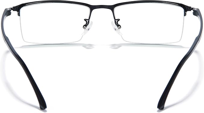 Cyxus Blue Light Glasses for Men Semi Rim Glasses Crystal Lens Rimless UV Blocking Gaming Eyeglasses Black 8003